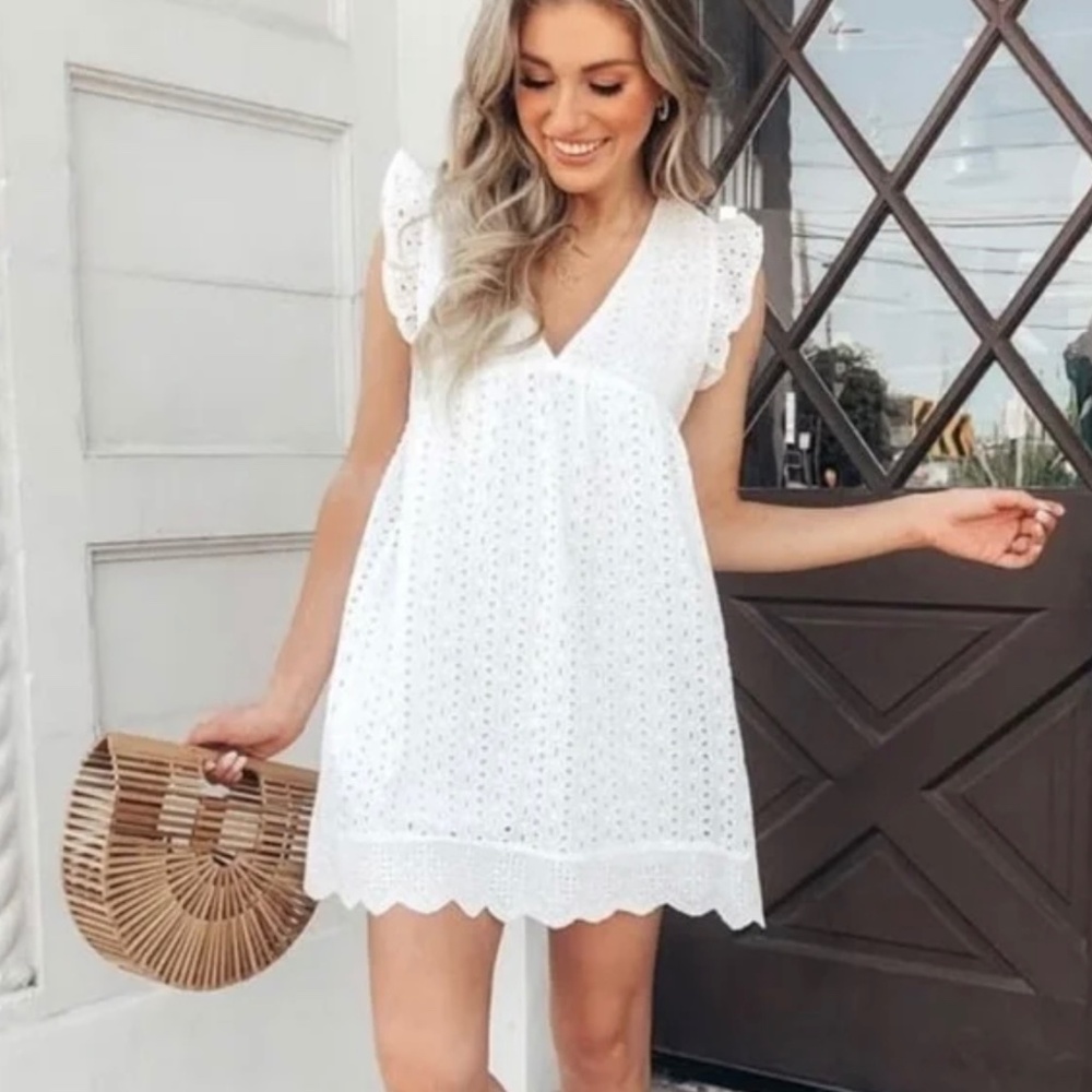 White Eyelet Romper Dress